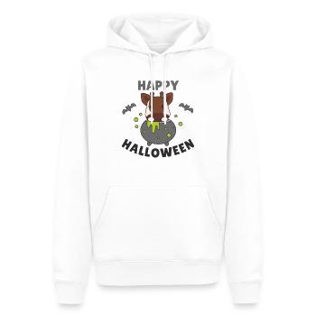 Okapi Happy Halloween Hexenkessel Fledermaus - Männer Premium Bio Hoodie - Weiß - Vorne - Nico (187cm)