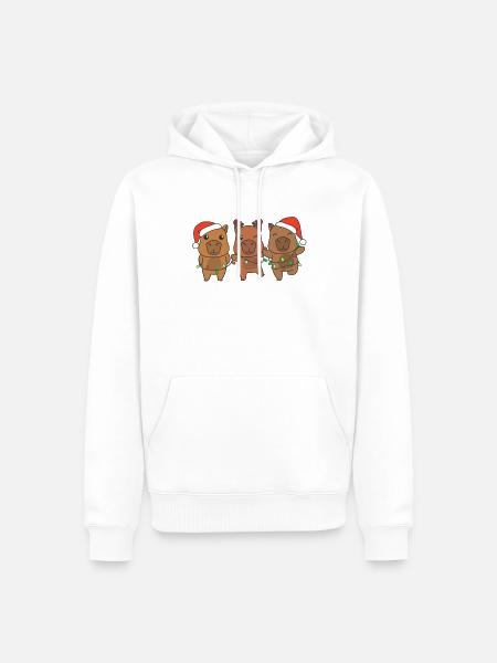 Capybara Weihnachten Winter Tiere Capybara - Männer Premium Bio Hoodie - Weiß