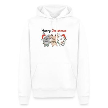 Lapin, Noël, Hiver, Animaux, Lapin - Sweat à capuche Premium bio Homme - blanc - Devant - Nico (187cm)