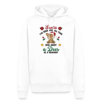 Je veux un cerf pour Noël doux cerf - Sweat à capuche Premium bio Homme - blanc - Devant - Nico (187cm)