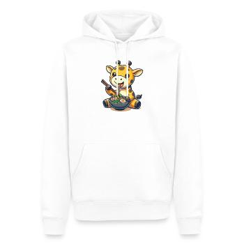 girafe mignonne mange des nouilles ramen ramen ramen - Sweat à capuche Premium bio Homme - blanc - Devant - Nico (187cm)