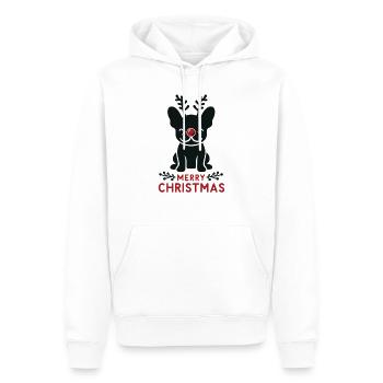 Bouledogue Français Noël Hiver Animaux Chiens - Sweat à capuche Premium bio Homme - blanc - Devant - Nico (187cm)