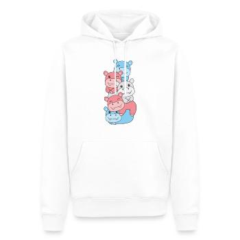 Transgender Flag Pride LGBTQ süßer Hippo Stapel - Männer Premium Bio Hoodie - Weiß - Vorne - Nico (187cm)