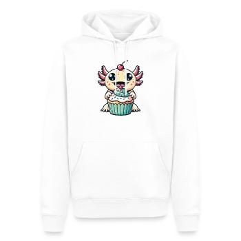 Muffin Anniversaire Cupcake Axolotl - Sweat à capuche Premium bio Homme - blanc - Devant - Nico (187cm)