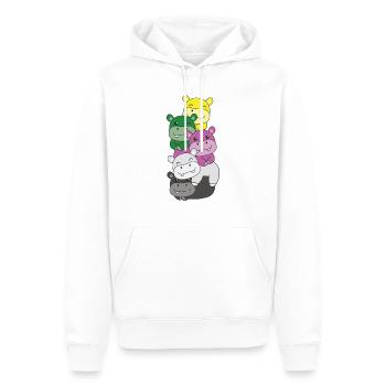 Drapeau Métis Fierté LGBTQ Hippopotame mignon - Sweat à capuche Premium bio Homme - blanc - Devant - Nico (187cm)