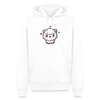 Kawaii Alpaga Motif Mignon - Sweat à capuche Premium bio Homme - blanc - Devant - Nico (187cm)