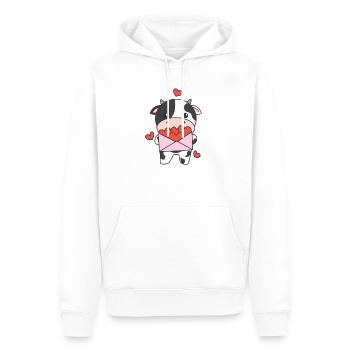 Kuh zum Valentinstag süße Tiere mit Herzen - Männer Premium Bio Hoodie - Weiß - Vorne - Nico (187cm)