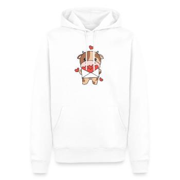 Kuh zum Valentinstag süße Tiere mit Herzen - Männer Premium Bio Hoodie - Weiß - Vorne - Nico (187cm)