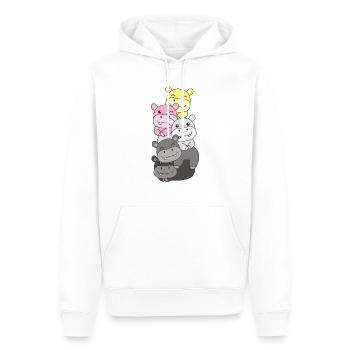 queerplatonic drapeau fierté lgbtq hippopotame mignon - Sweat à capuche Premium bio Homme - blanc - Devant - Nico (187cm)