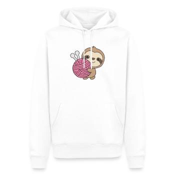 ich geh dann mal stricken süßes Faultier mit Wolle - Männer Premium Bio Hoodie - Weiß - Vorne - Nico (187cm)