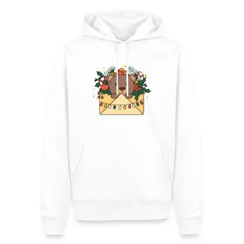Ours Noël Lettre Hiver Animaux Ours - Sweat à capuche Premium bio Homme - blanc - Devant - Nico (187cm)