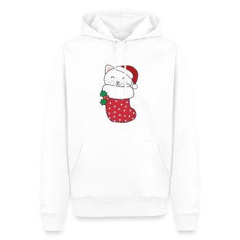 Chats mignons en chaussettes de Noël pour Noël - Sweat à capuche Premium bio Homme - blanc - Devant - Nico (187cm)