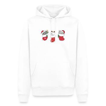 Chats mignons en chaussettes de Noël pour Noël - Sweat à capuche Premium bio Homme - blanc - Devant - Nico (187cm)