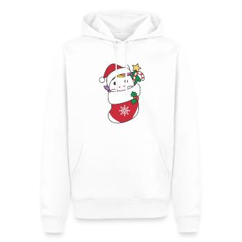 Süße Einhörner in Weihnachtssocke zu Weihnachten - Männer Premium Bio Hoodie - Weiß - Vorne - Nico (187cm)