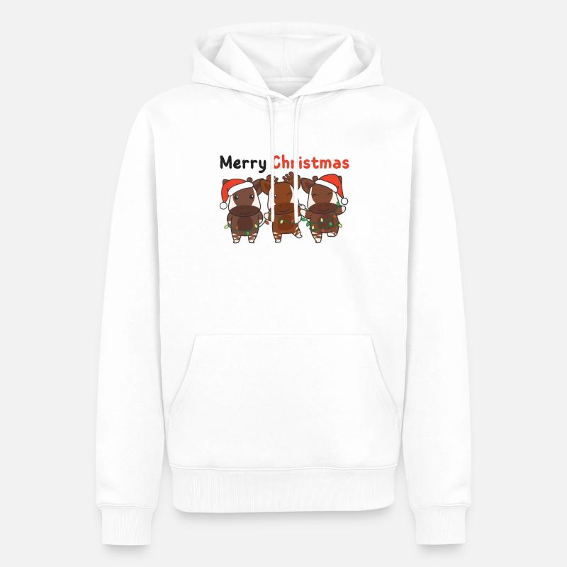 Okapi Noël Hiver Animaux Okapi - Sweat à capuche Premium bio Homme - blanc