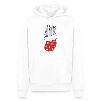 Süße Hippo in Weihnachtssocke zu Weihnachten Hippo - Männer Premium Bio Hoodie - Weiß - Vorne - Nico (187cm)