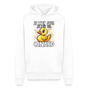 Je m’en fous je suis un canard - sweet duck - Sweat à capuche Premium bio Homme - blanc - Devant - Nico (187cm)