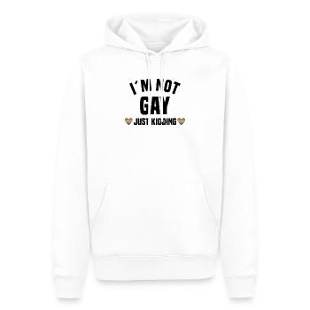 Lgbt Lesben Regenbogenfahne Bisexuell Queer Herz - Männer Premium Bio Hoodie - Weiß - Vorne - Nico (187cm)