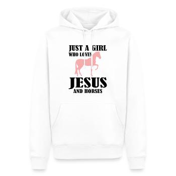 Just A Girl Who Loves Jesus And Horses Pferd - Männer Premium Bio Hoodie - Weiß - Vorne - Nico (187cm)