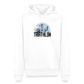 Course de triathlon - Sweat à capuche Premium bio Homme - blanc - Devant - Nico (187cm)