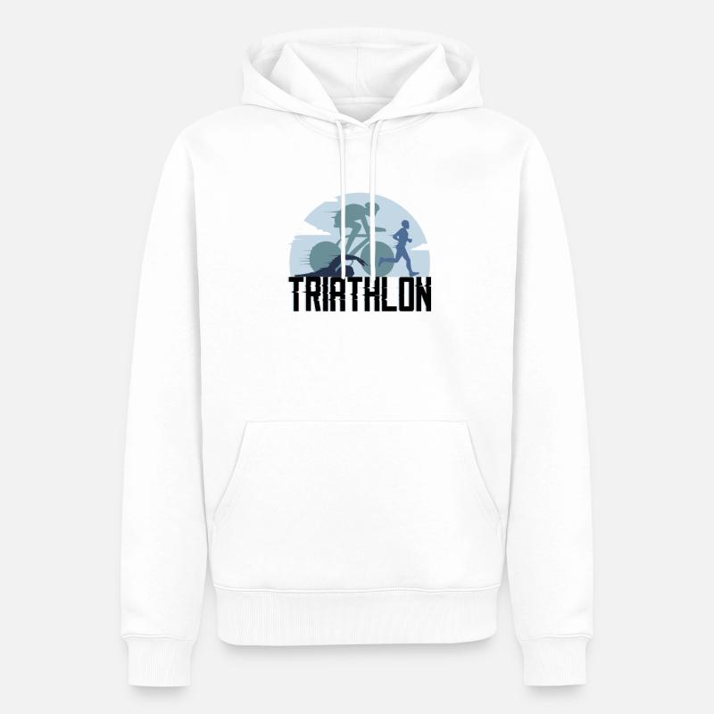 Course de triathlon - Sweat à capuche Premium bio Homme - blanc