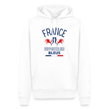 France cadeau supporter équipe de France football - Sweat à capuche Premium bio Homme - blanc - Devant - Nico (187cm)
