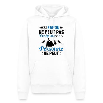 Si Papou Ne Peut Pas Le Réparer Personne Ne Peut - Sweat à capuche Premium bio Homme - blanc - Devant - Nico (187cm)