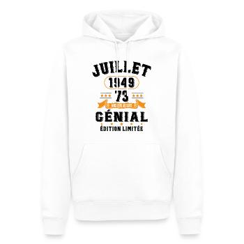 73 Ans Anniversaire Vintage Né(e) en Juillet 1949 - Sweat à capuche Premium bio Homme - blanc - Devant - Nico (187cm)