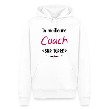 La Meilleure Coach Sur Terre Humour Entraîneuse - Sweat à capuche Premium bio Homme - blanc - Devant - Nico (187cm)