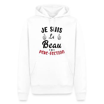 Je suis Le Beau Père Fection Humour Beau Père - Sweat à capuche Premium bio Homme - blanc - Devant - Nico (187cm)