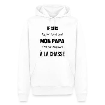 La preuve que mon papa pas toujours chasse - Sweat à capuche Premium bio Homme - blanc - Devant - Nico (187cm)