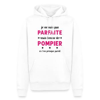pas parfaite mais femme de pompier - Sweat à capuche Premium bio Homme - blanc - Devant - Nico (187cm)