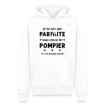 pas parfaite mais femme de pompier - Sweat à capuche Premium bio Homme - blanc - Devant - Nico (187cm)