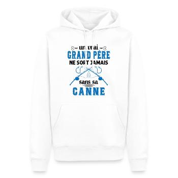 Un vrai Grand Père Pêcheur - Sweat à capuche Premium bio Homme - blanc - Devant - Nico (187cm)