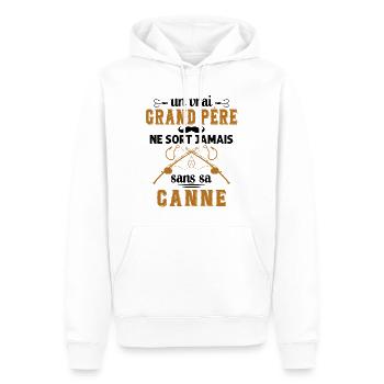 Un vrai Grand Père Pêcheur - Sweat à capuche Premium bio Homme - blanc - Devant - Nico (187cm)
