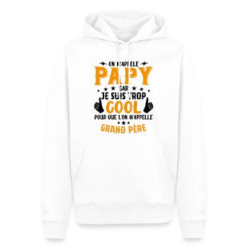 Papy car je suis trop cool / humour grand-père - Sweat à capuche Premium bio Homme - blanc - Devant - Nico (187cm)