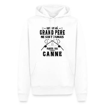 Un vrai Grand Père Pêcheur - Sweat à capuche Premium bio Homme - blanc - Devant - Nico (187cm)