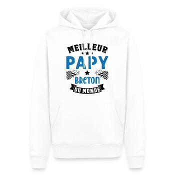 Meilleur Papy Breton du Monde - Sweat à capuche Premium bio Homme - blanc - Devant - Nico (187cm)