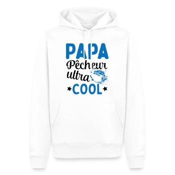 Cadeau Papa pêcheur cadeau fête des pères - Sweat à capuche Premium bio Homme - blanc - Devant - Nico (187cm)