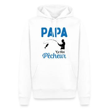 Cadeau Papa Pêcheur Roi de Pêche - Sweat à capuche Premium bio Homme - blanc - Devant - Nico (187cm)