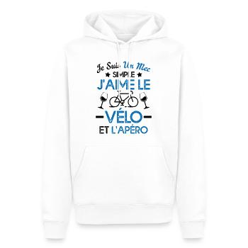 Je suis un mec simple j'aime le vélo et l'apéro - Sweat à capuche Premium bio Homme - blanc - Devant - Nico (187cm)