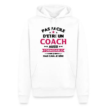 Coach Formidable Idée Cadeau Entraîneur Drôle - Sweat à capuche Premium bio Homme - blanc - Devant - Nico (187cm)