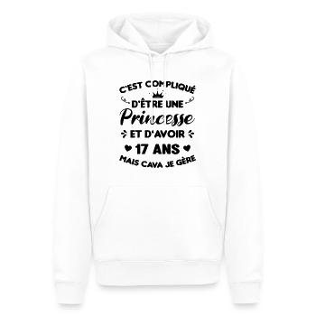 Princesse 17 Ans Anniversaire Idée Cadeau Année - Sweat à capuche Premium bio Homme - blanc - Devant - Nico (187cm)