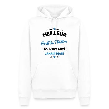 Prof De Théâtre Cadeau Humour Personnalisé - Sweat à capuche Premium bio Homme - blanc - Devant - Nico (187cm)