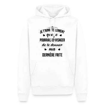 Je t'aime tellement que je pourrais donner frite - Sweat à capuche Premium bio Homme - blanc - Devant - Nico (187cm)