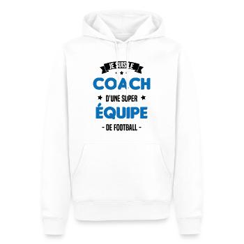 Je suis le coach d'une super équipe de football - Sweat à capuche Premium bio Homme - blanc - Devant - Nico (187cm)