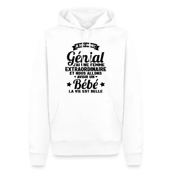 Je suis un mec génial j'ai une femme extraordinair - Sweat à capuche Premium bio Homme - blanc - Devant - Nico (187cm)