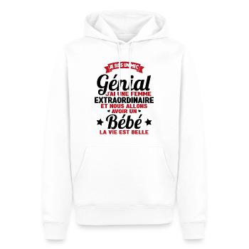 Je suis un mec génial j'ai une femme extraordinair - Sweat à capuche Premium bio Homme - blanc - Devant - Nico (187cm)