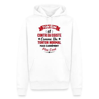 Tonton et Contrebassiste comme un tonton normal - Sweat à capuche Premium bio Homme - blanc - Devant - Nico (187cm)