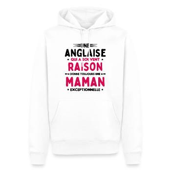 Une anglaise donne toujours maman exceptionnelle - Sweat à capuche Premium bio Homme - blanc - Devant - Nico (187cm)